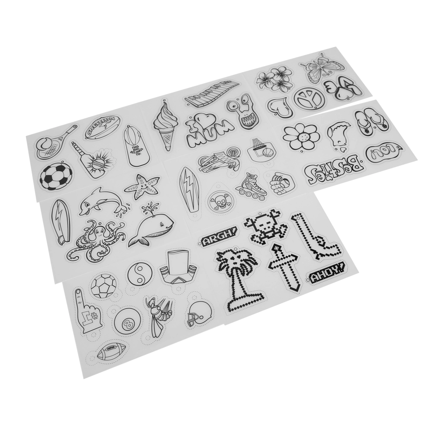 8Pcs Shrinky Dink Paper BOPS Wide Application Semitransparent Various Patterns Shrinky Dink Sheets for Keychain Tag DIYSports Style (8Pcs/Pack)