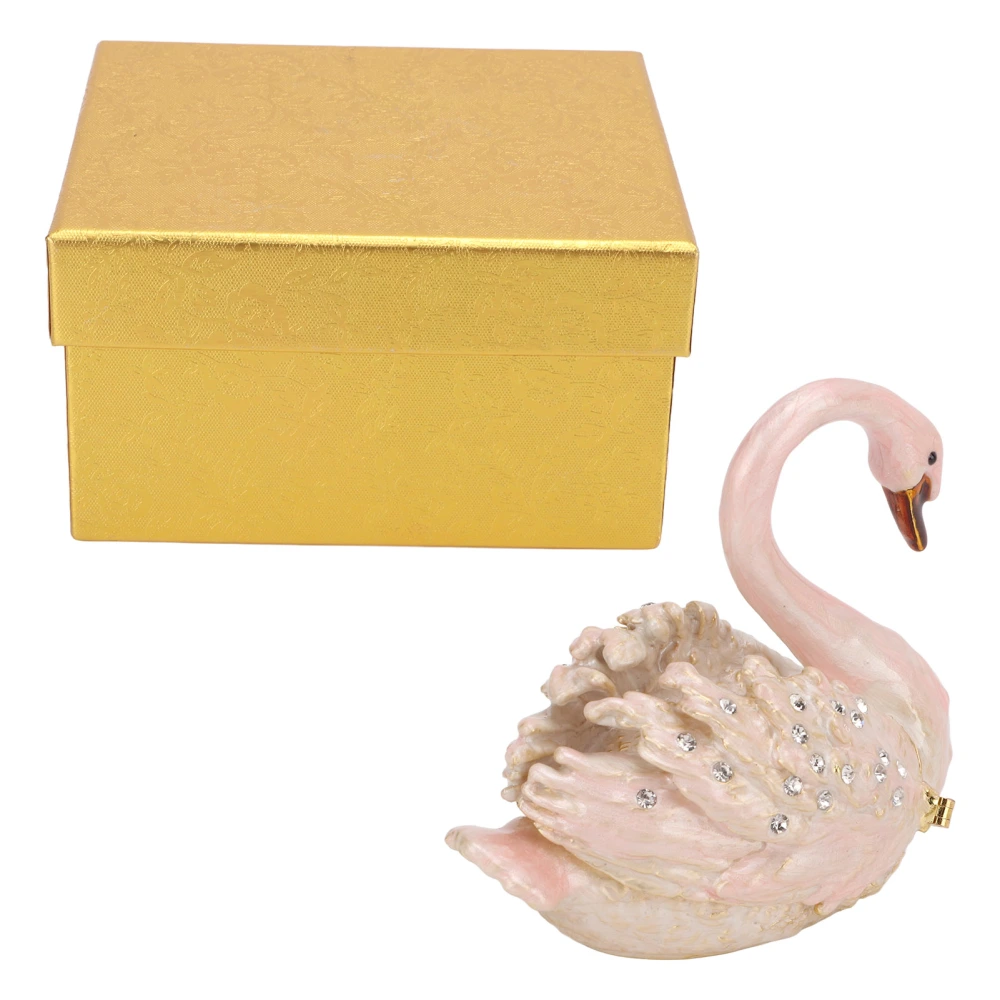 Jewelry Box Swan Design Sturdy Durable Zinc Alloy Multi Purposes Beautiful Decor Trinket Box for Rings Earrings Jewelry