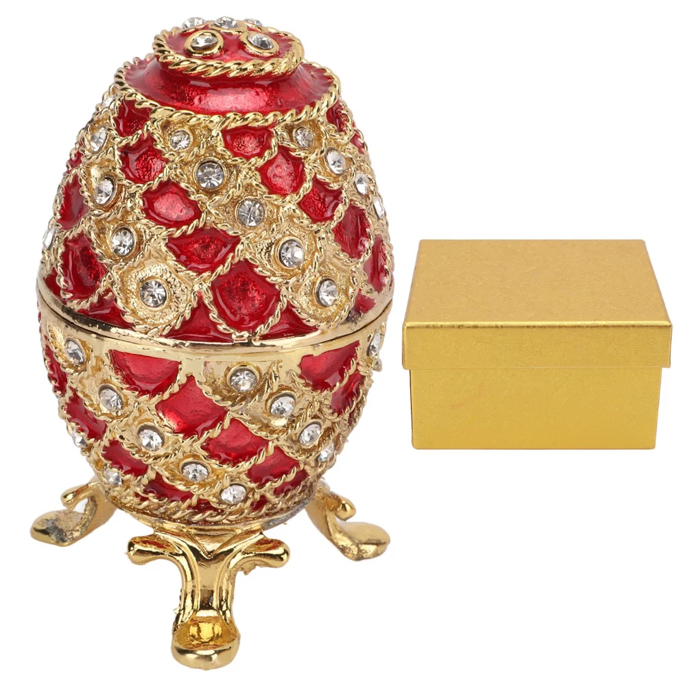 Egg Shape Metal Jewelry Box Ablaze Rhinestones Bright Colors Egg Shaped Trinket Box for Jewelry Storage Gifts Home Decor