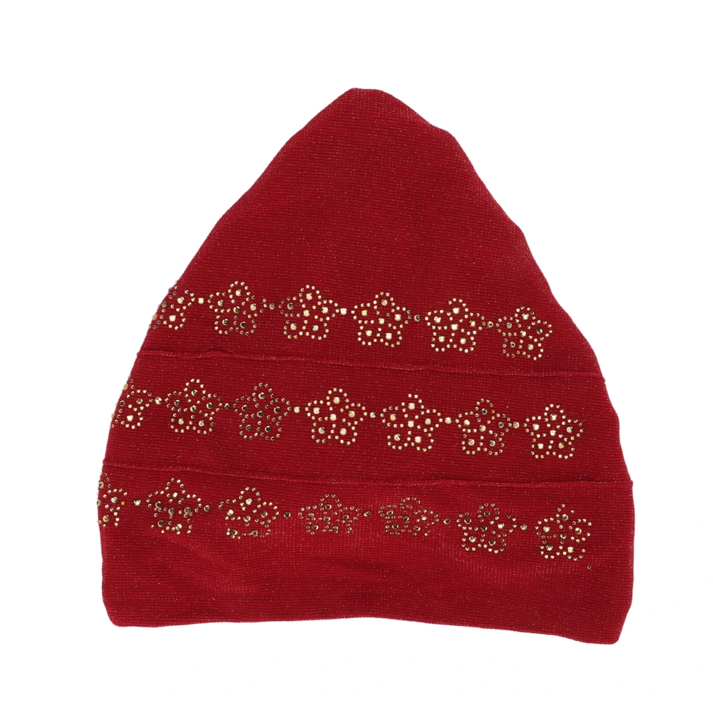 Muslim Turban Hat Stylish Shiny Good Elasticity Soft Lightweight Stretch Head Wrap for Daily Wear Worship UseMaroon