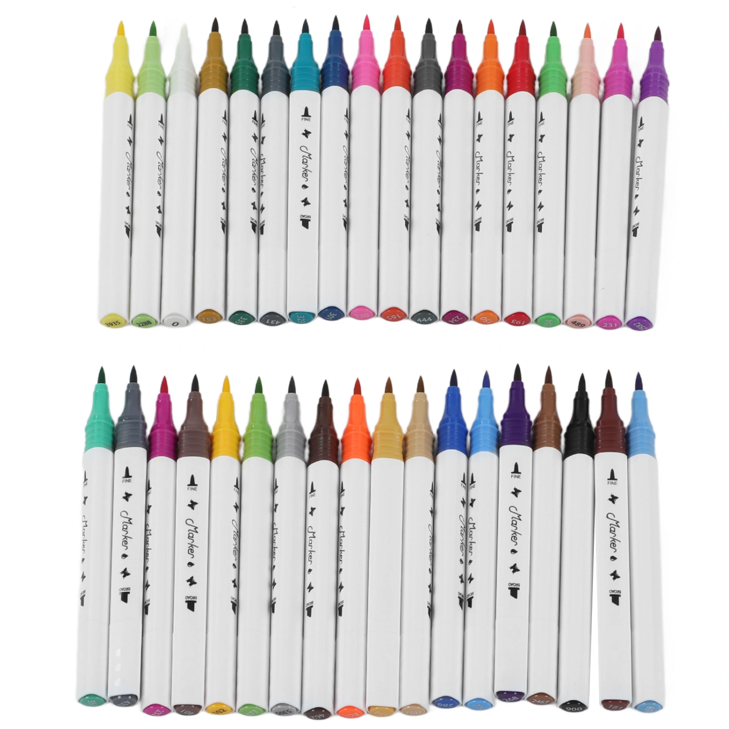 36pcs Double Tip Markers Triangular Pen Holder 36color Water Soluble Portable Transparent Boxed Coloring Markers for Art