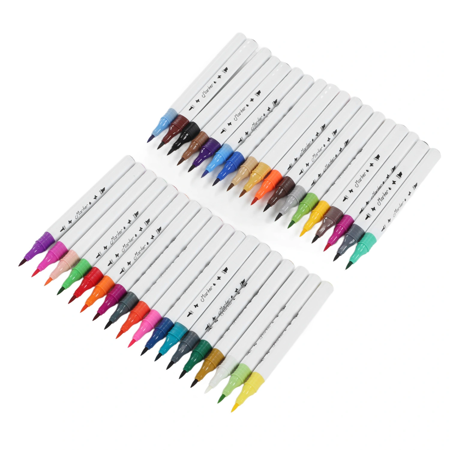36pcs Double Tip Markers Triangular Pen Holder 36color Water Soluble Portable Transparent Boxed Coloring Markers for Art