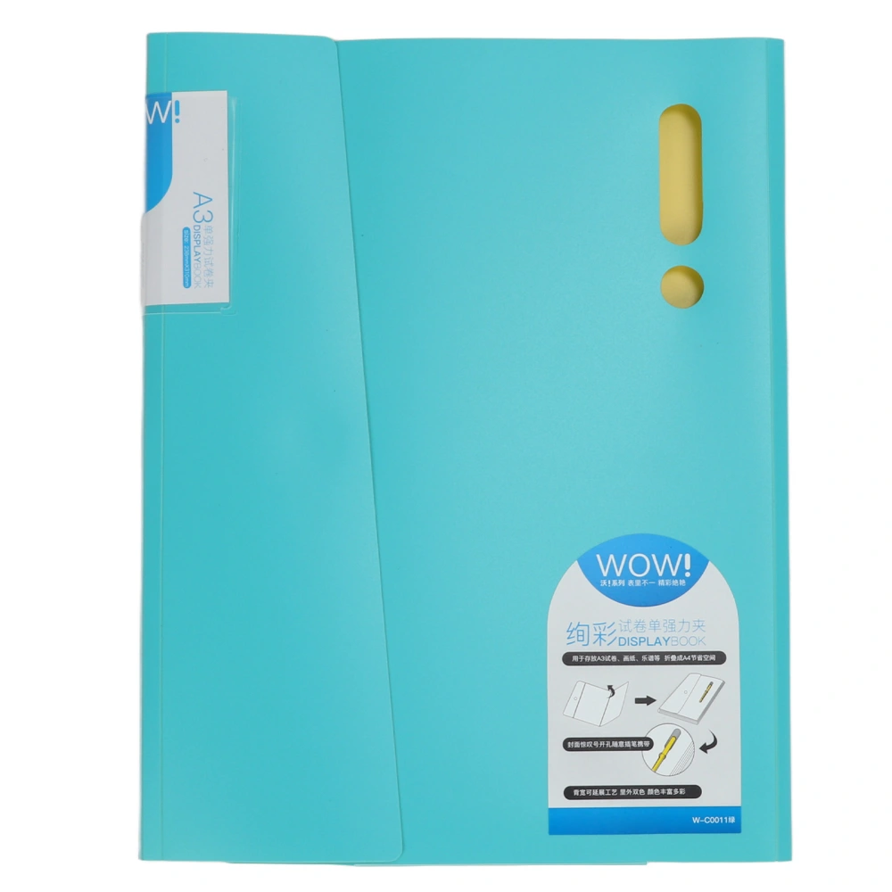 Folder Portable Student Exclamation Point Shape Elastic File Folder A3A4 Test Paper Storage BagGreen