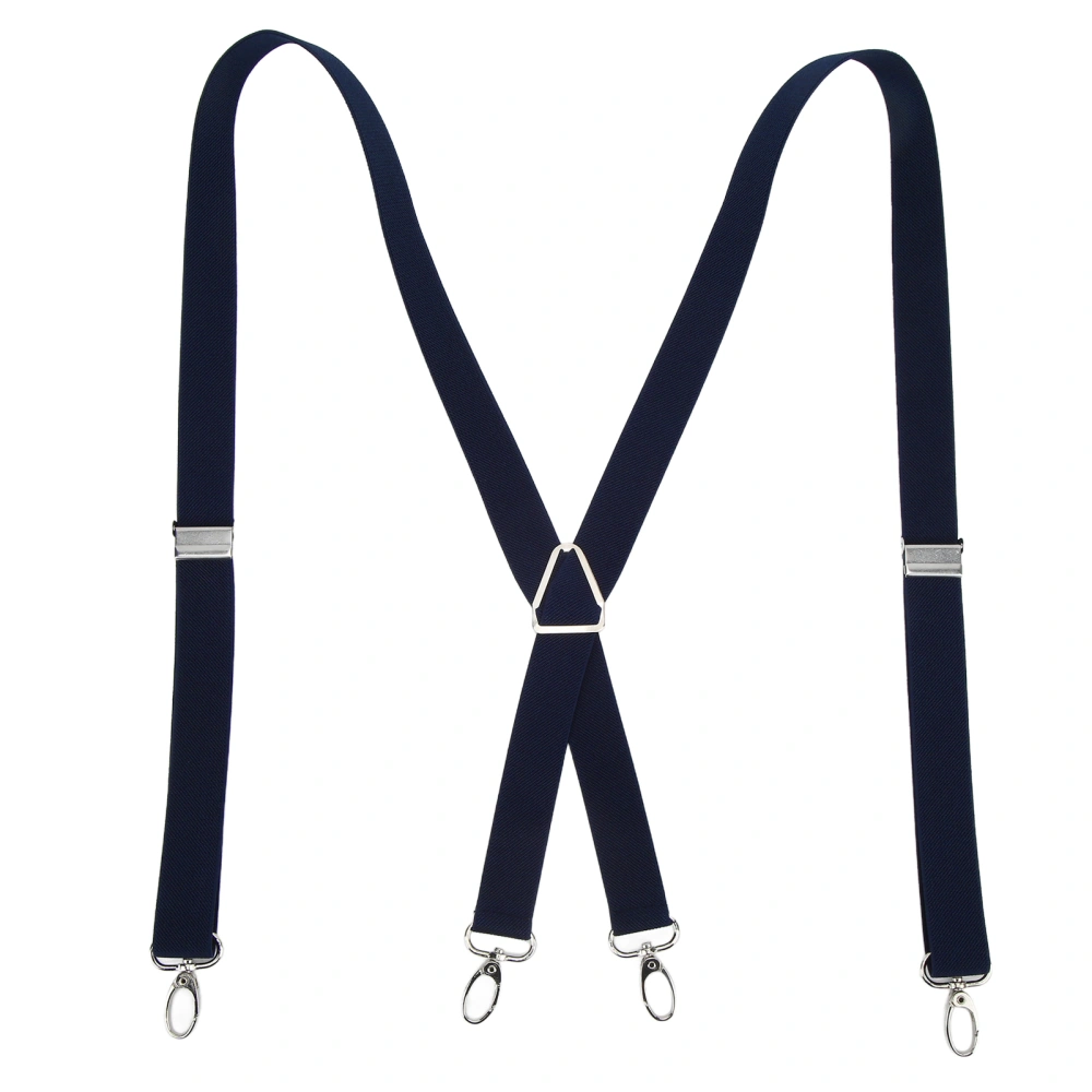 Mens Suspenders Adjustable Stretchable 2.5x110cm/1.0x43.3in Comfortable Fit 4 Metal Buckles Pants Suspenders for AdultNavy Blue