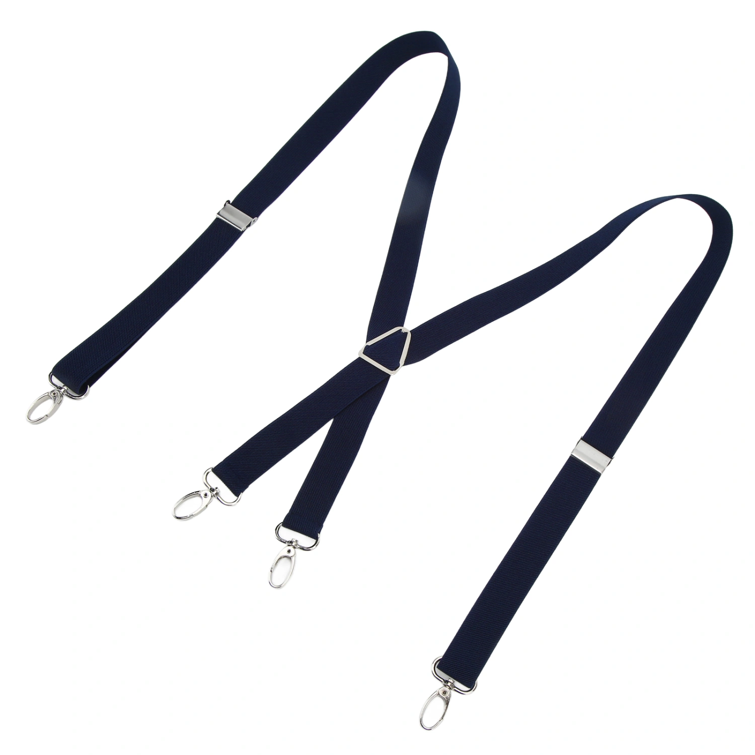 Mens Suspenders Adjustable Stretchable 2.5x110cm/1.0x43.3in Comfortable Fit 4 Metal Buckles Pants Suspenders for AdultNavy Blue