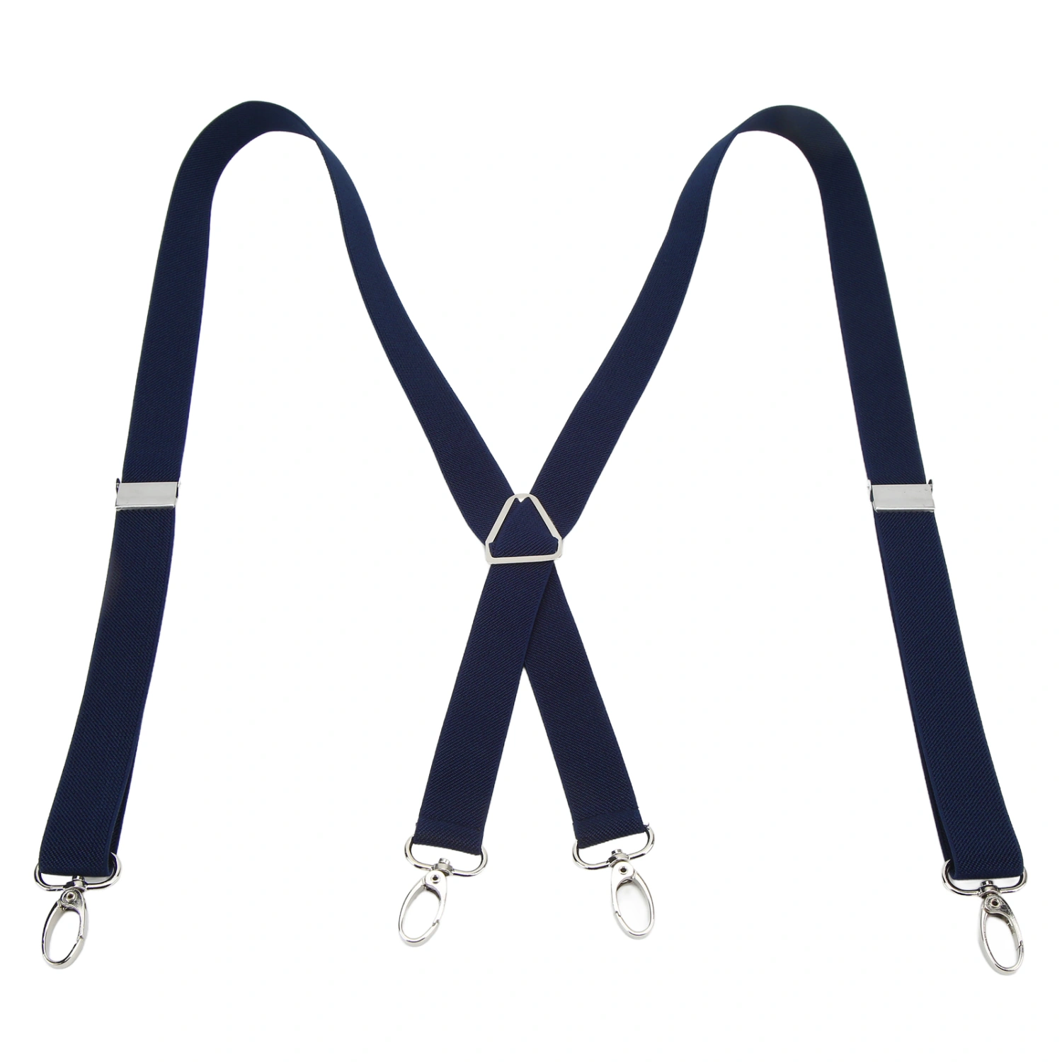 Mens Suspenders Adjustable Stretchable 2.5x110cm/1.0x43.3in Comfortable Fit 4 Metal Buckles Pants Suspenders for AdultNavy Blue