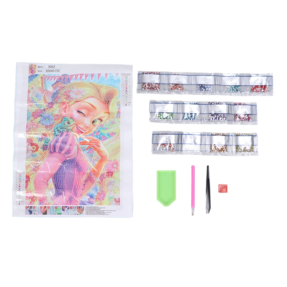 Rhinestone Painting Kit Blonde Hair Little Girl Pattern Shiny Exquisite DIY 5D Painting Art 30x40cm