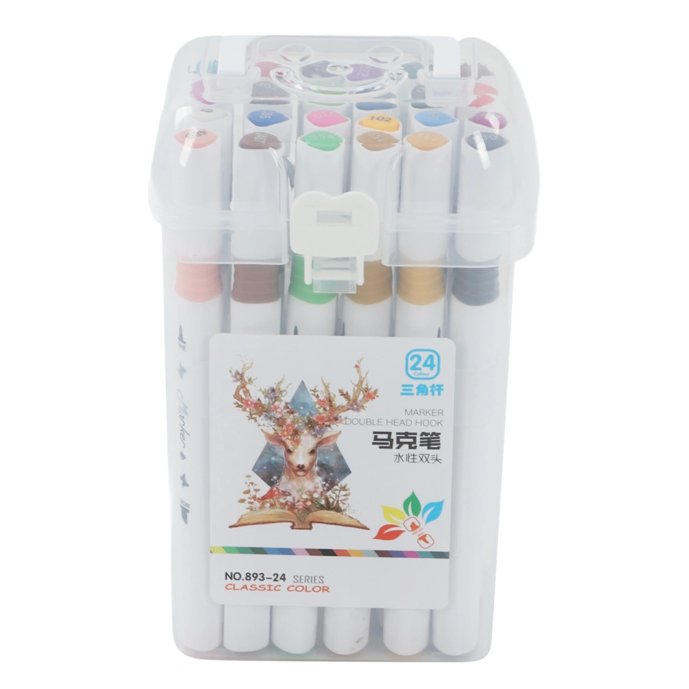 24 Pcs Markers Triangular Rod Hand Painted Water Based Paint Watercolor Pen Double Head Marker Pen