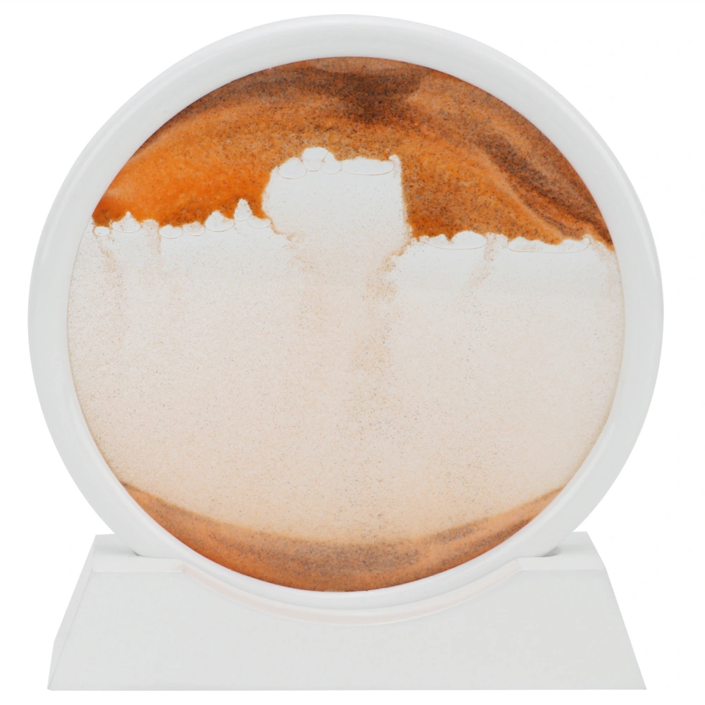 Moving Sand Art Round White Frame 3D High Transparent Glass Fadeless Vibrant Color Durable Sand Art Liquid Motion