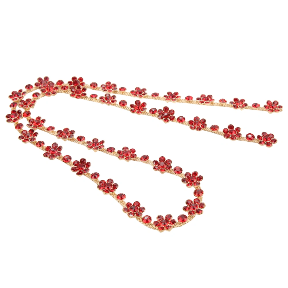 Flower Rhinestone Chain 1.5cm Wide 1 Yards Colours Lovely Sun Flower Rhinestone Chain for DIY Jewelry Making CraftsRed