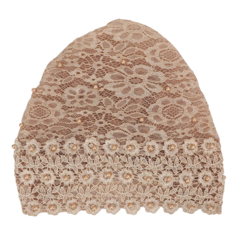 Muslim Turban Hat Comfortable Breathable Elastic Multicolor Floral Design Head Wrap for Daily Use WorshipLight Brown