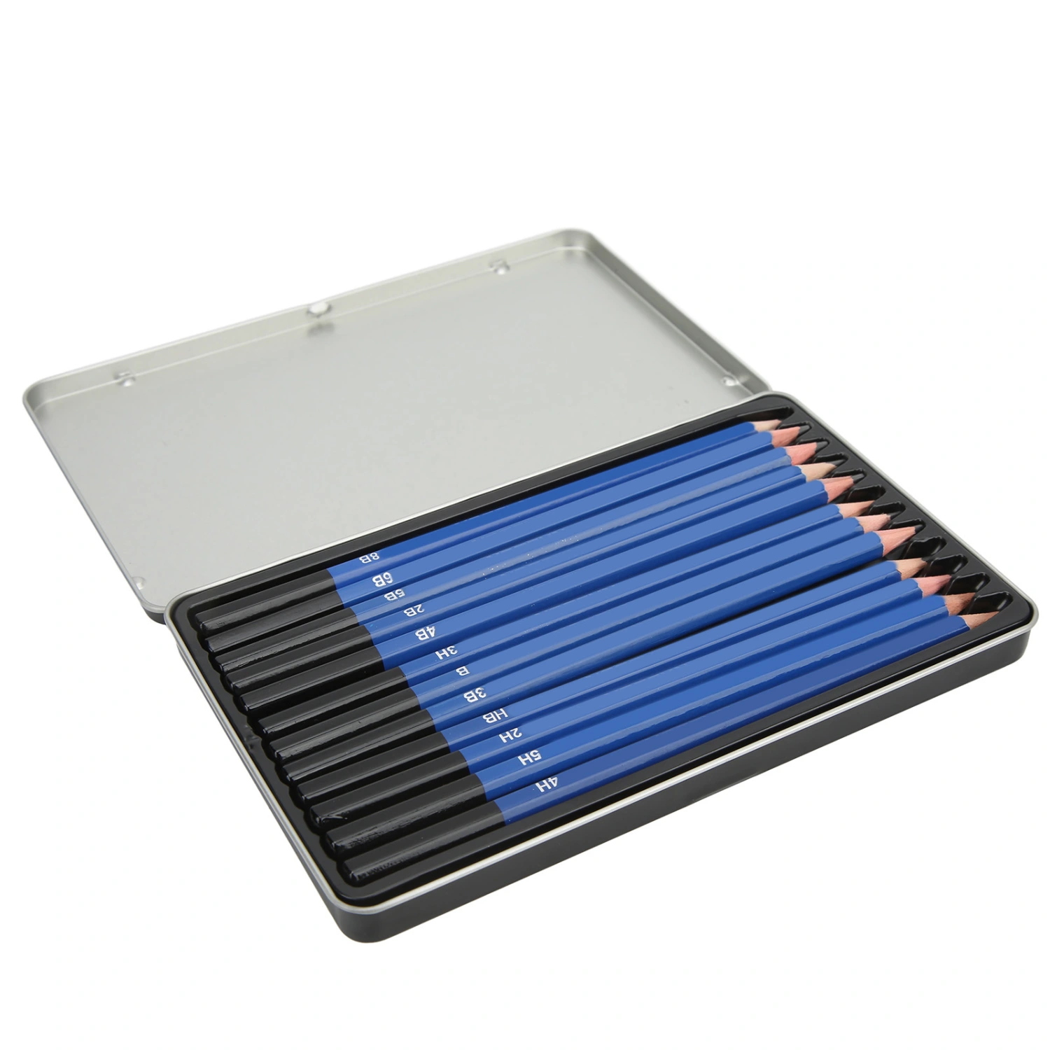 12PCS Sketch Pencils Glossy Coloring Environment Sketching Pencil Kit with Iron Box for Beginners Professional Artists