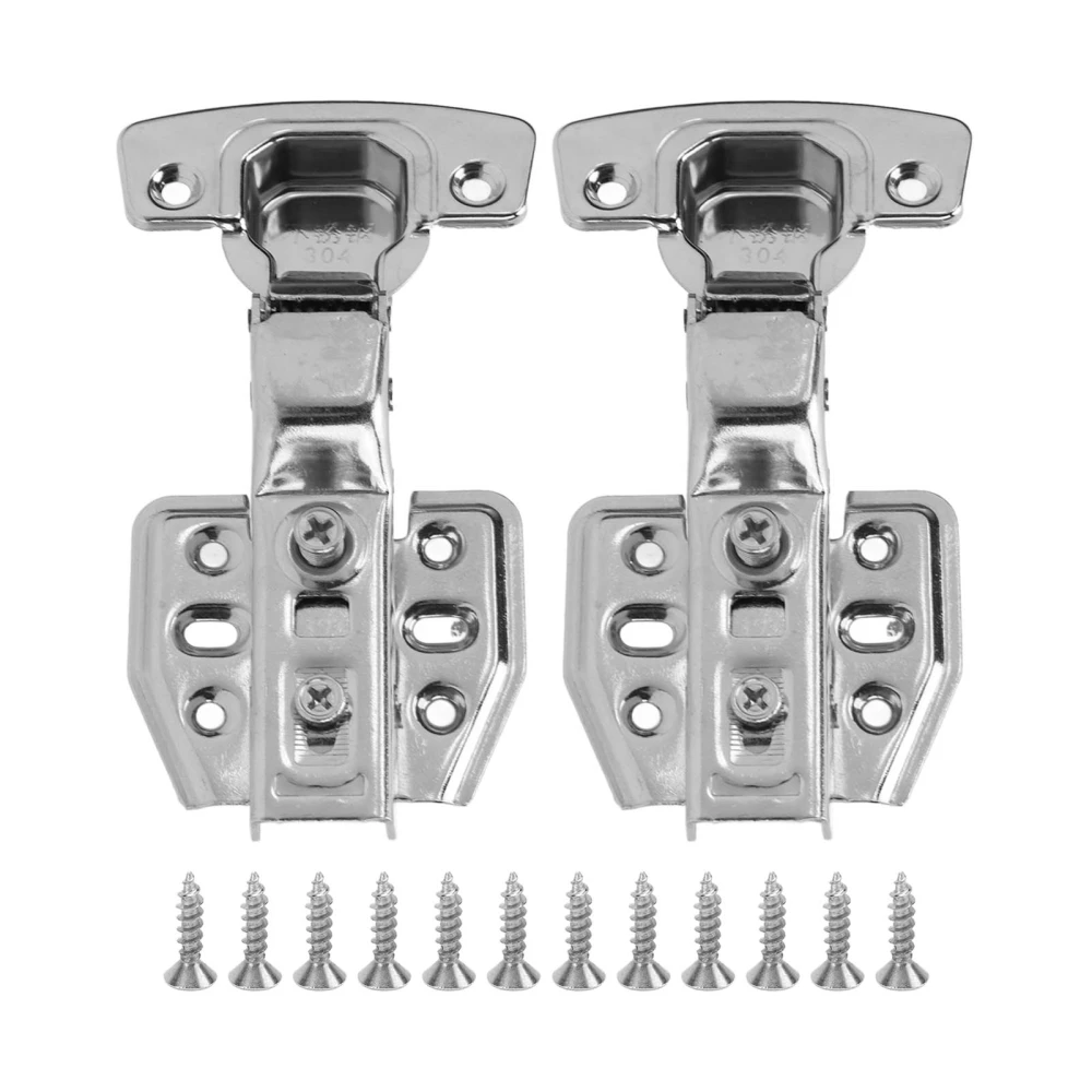 2Pcs Cabinet Hinges Stainless Steel 2.0mm Thick 105‑110° Opening Mute Muffler Close Hinges for Kitchen BathroomBig Bend