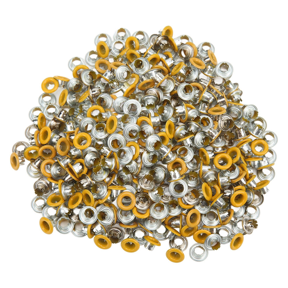 500Pcs Eyelet Grommet Round Edge Color Fine Workmanship Good Toughness Metal Eyelets for Shoes ClothingYellow