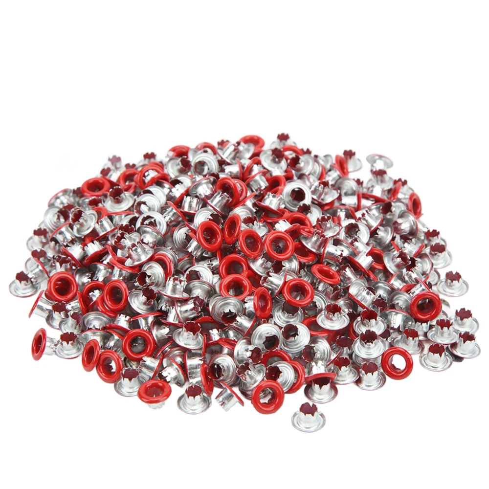 500Pcs Eyelet Grommet Color Round Edge Fine Workmanship Good Toughness Metal Eyelets for Shoes ClothingBright Red