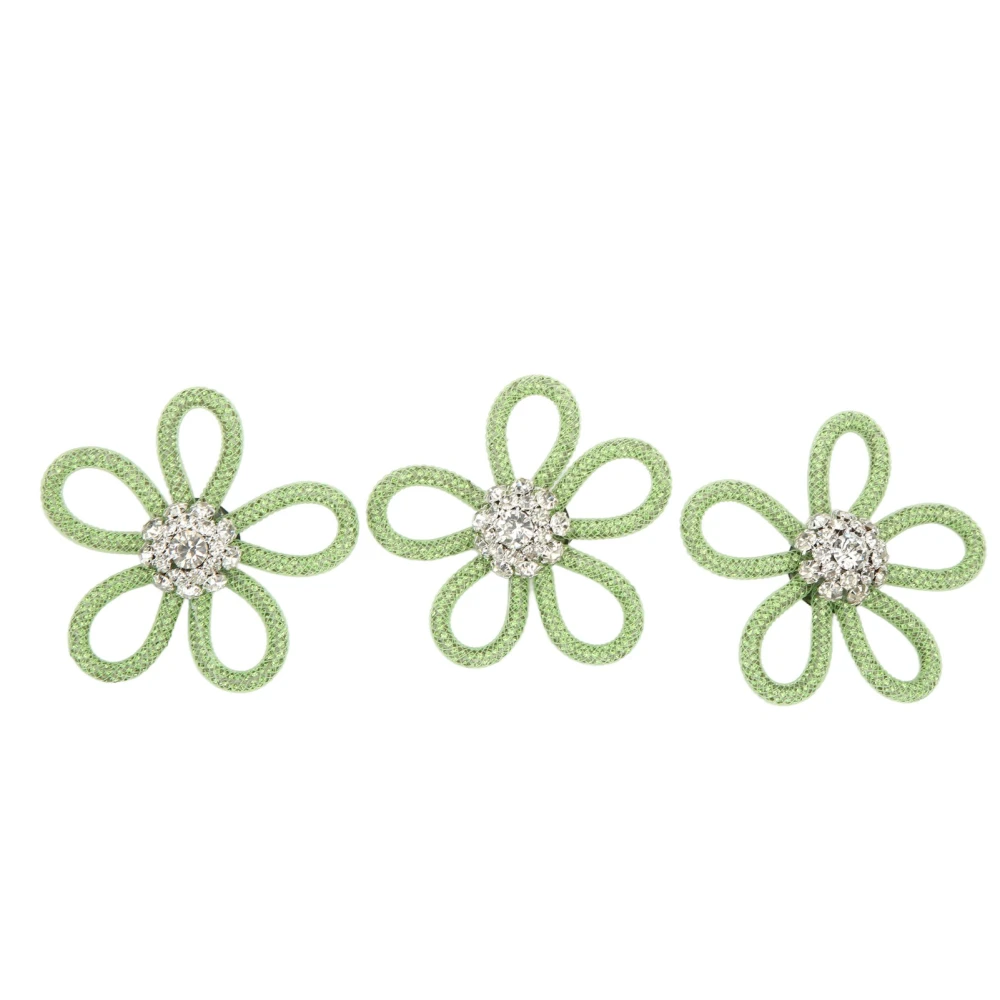 3Pcs Shoe Brooch Cute Colours 6cm Rhineston Wide Flower Shape Clothing Brooch for Shoes Bag Wedding DressGreen Screen Green Rhinestone