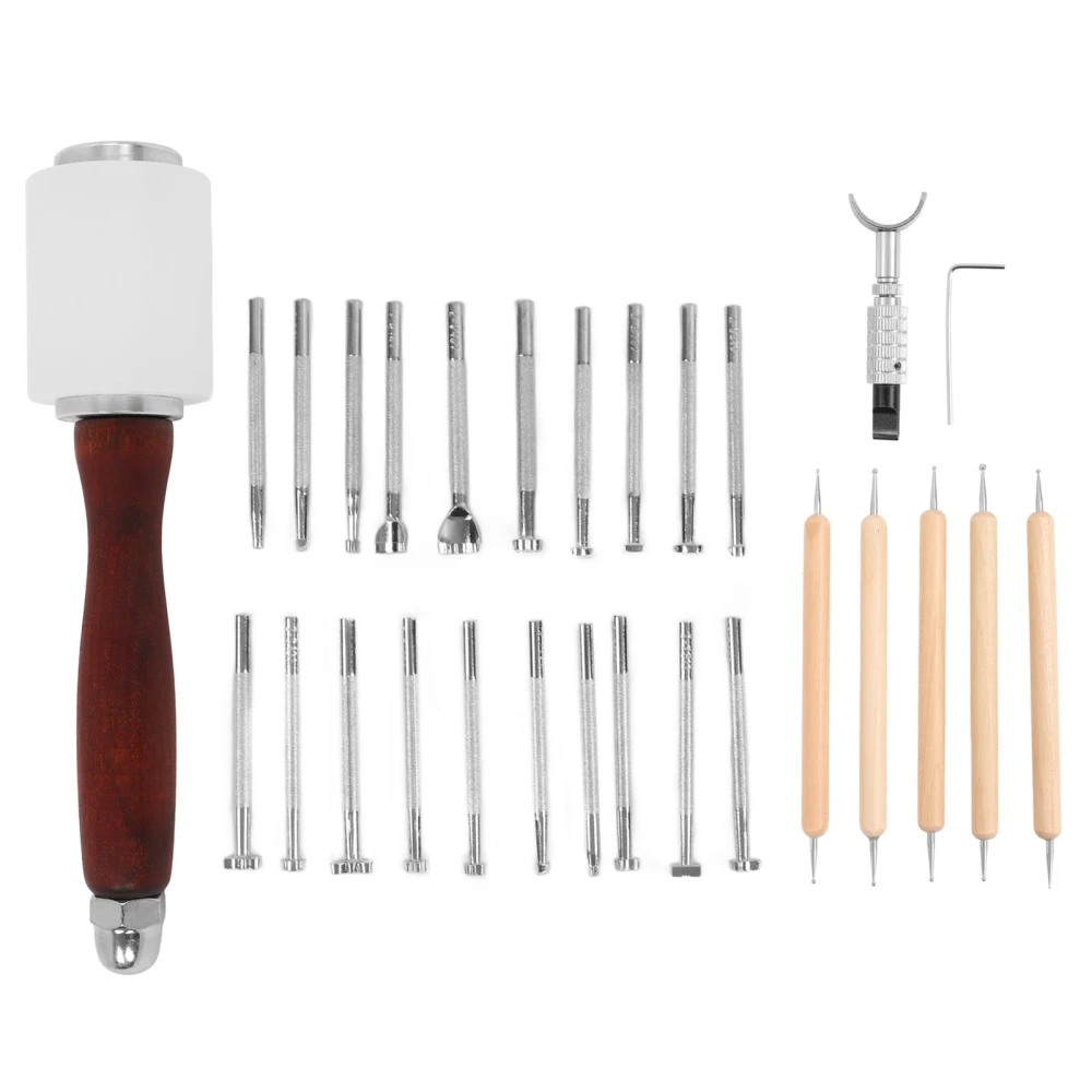 28Pcs Leather Craft Tools Set Manual DIY Leather Craft Tools Modelling Pen Hammer for Sewing Carving Artistic Work