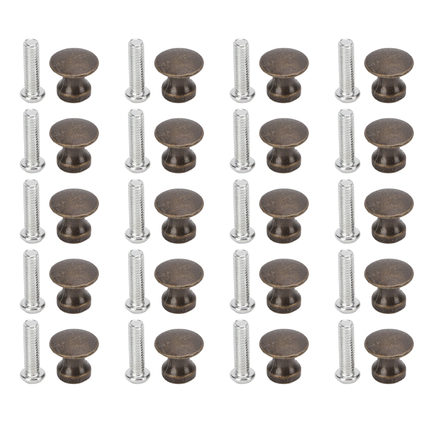 20 Sets Single Hole Small Handle 12x11MM Zinc Alloy Single Hole Jewelry Box Drawer Round Head Small HandleGreen Bronze