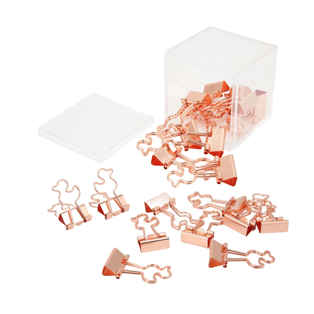 20Pcs Paper Clips Strong Clamping Force Durable Iron Little Duck Design Wide Application Small Binder ClipsRose Gold