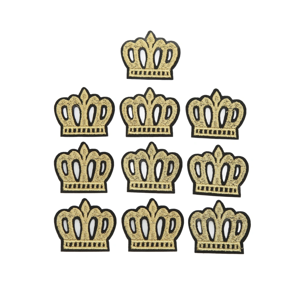 10Pcs Crown Embroidered Patch Shading Blemishes Damage Golden DIY Crown Patch for Clothes Handbags Hats Pants