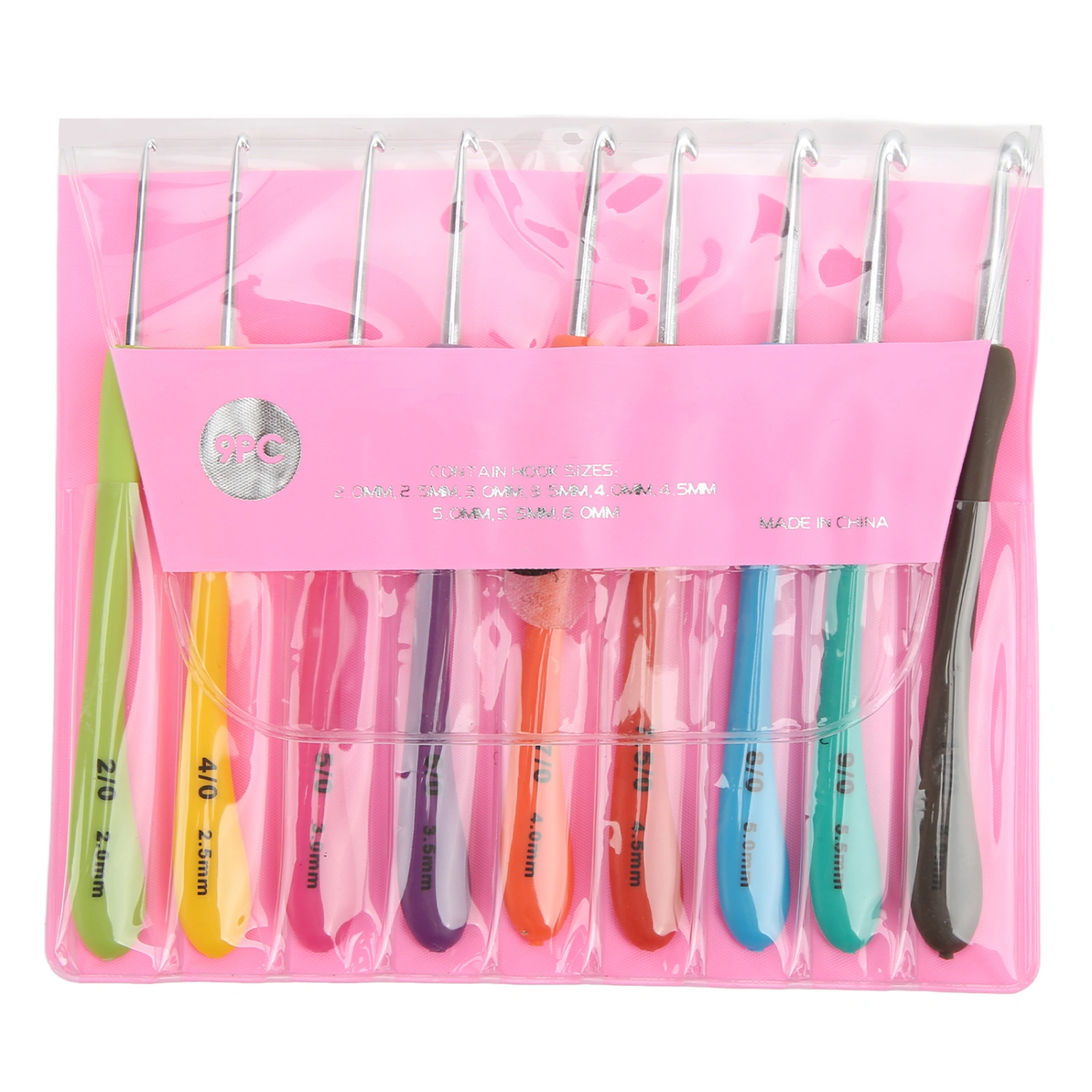 9PCS Crochet Hook Set 2.0 to 6.0mm Color Coding Easy Operation Wide Application Crochet Needle for Grandmother