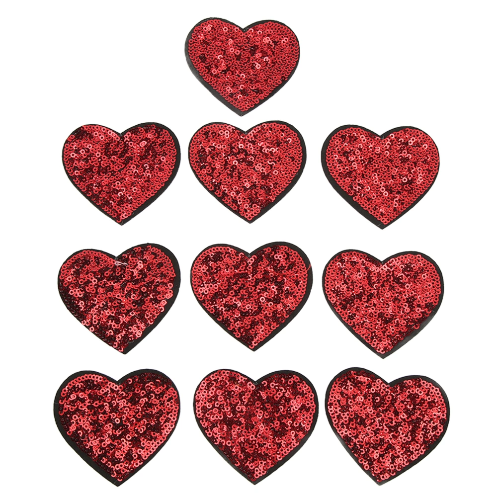 10PCS Red Heart Patch DIY Sewing Cotton Ironing On Patch Embroidered Applique for Sewing Wedding Dresses Gifts Bags