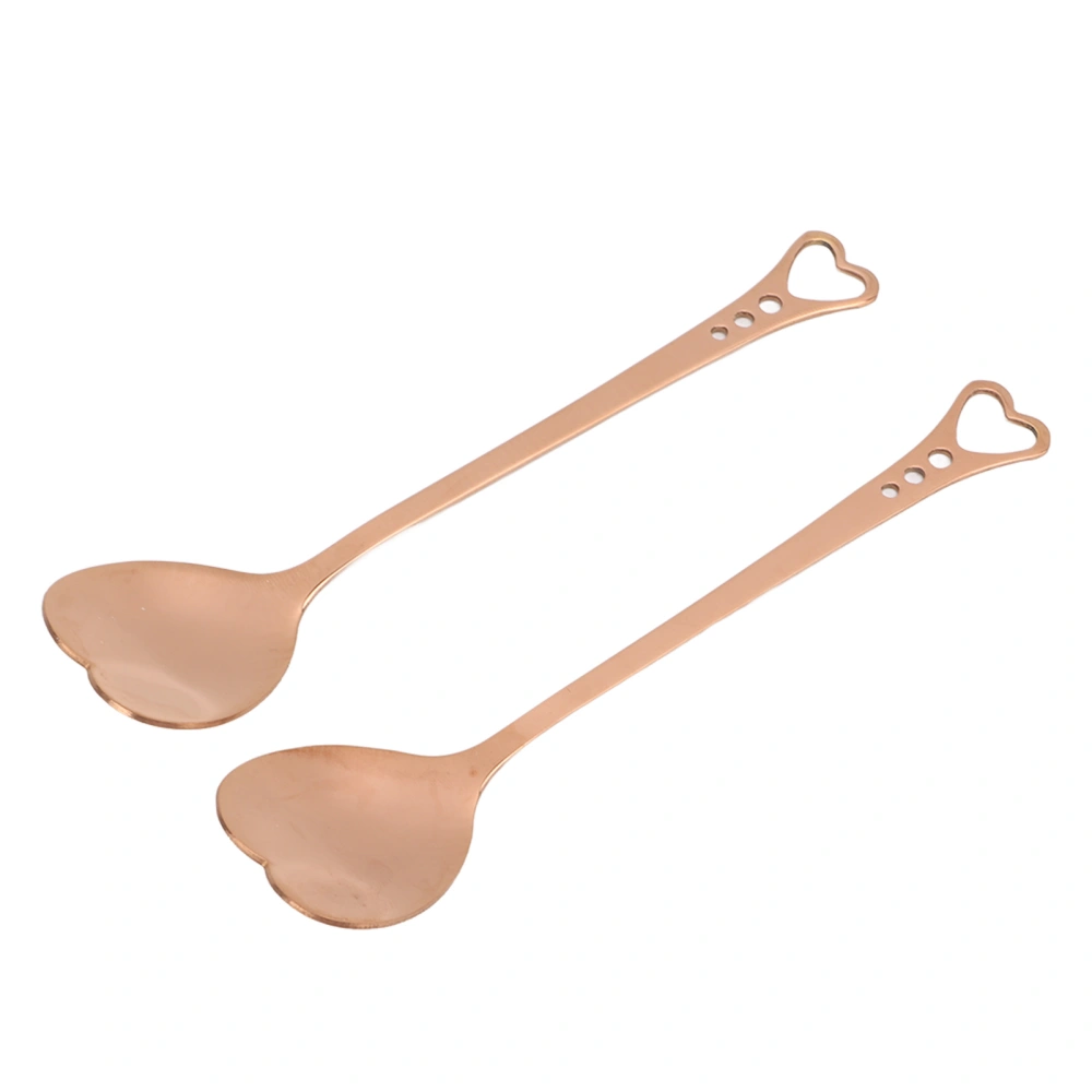 2Pcs Dessert Spoons Stainless Steel Heart Shaped Design Durable Anticorrosion Ergonomic Handle Widely Used Coffee SpoonsRose Gold