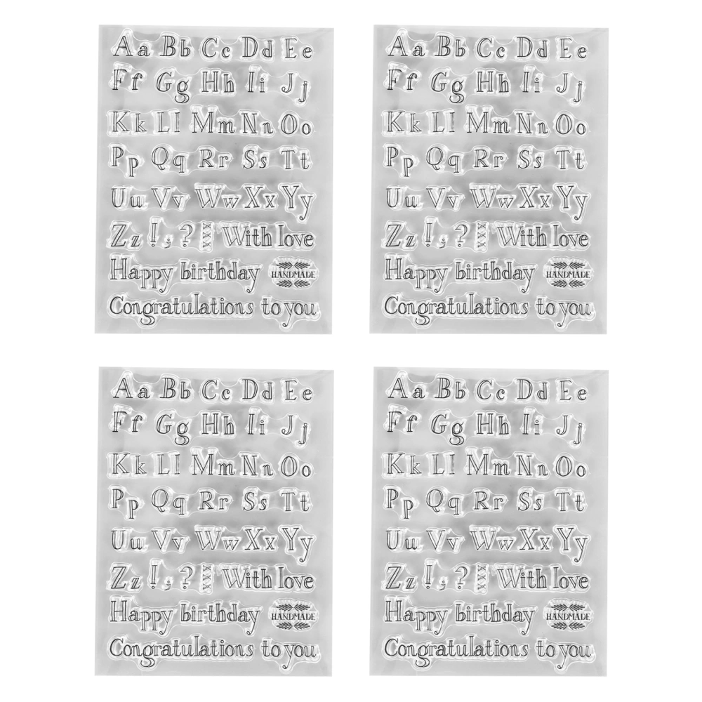 4PCS Clear Stamps Clear Imprint Paste Repeatedly DIY TPR Letter Decorative Stamps for Card Making DIY Scrapbooking