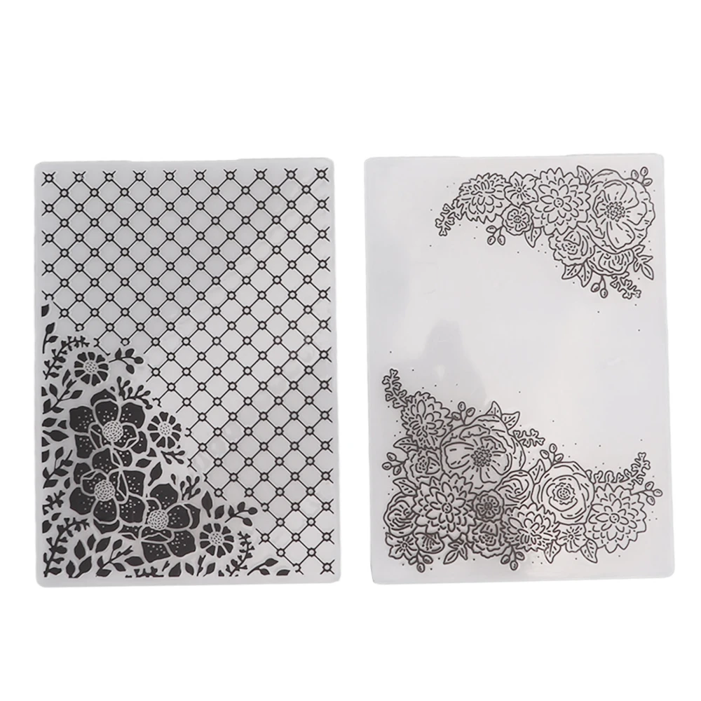 2Pcs Plastic Embossing Folder Clear Concave Convex Texture DIY Craft Template Molds for Invitations Envelopes Card