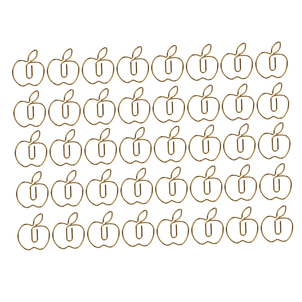 40Pcs Paper Clip Golden Apples Shape Creativity Personality Large Size Craft Paperclip for Home Office