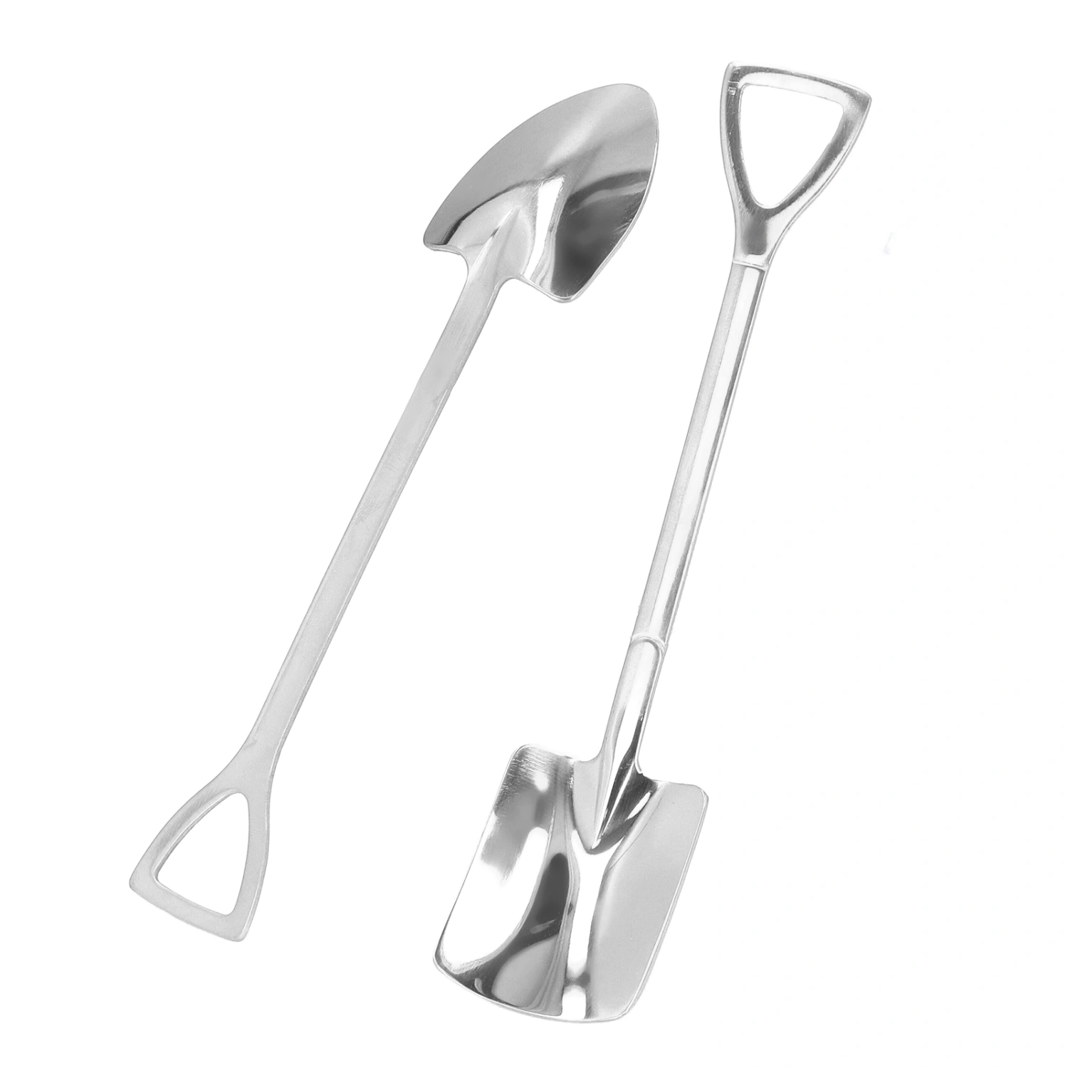 2Pcs Shovel Spoons Stainless Steel Sturdy Durable Anticorrosion Glossy Ergonomic Design Widely Used Dessert SpoonsSilver
