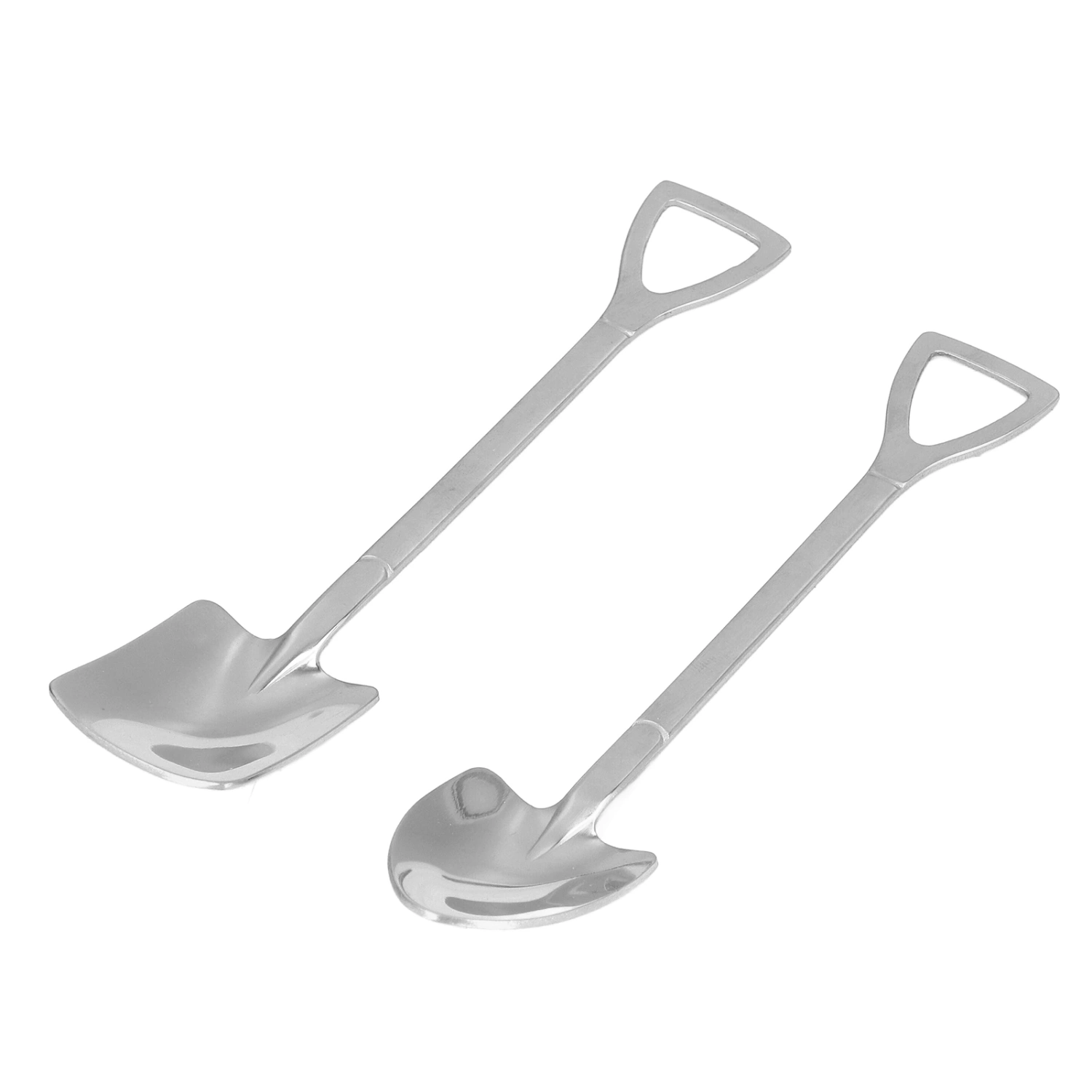 2Pcs Shovel Spoons Stainless Steel Sturdy Durable Anticorrosion Glossy Ergonomic Design Widely Used Dessert SpoonsSilver