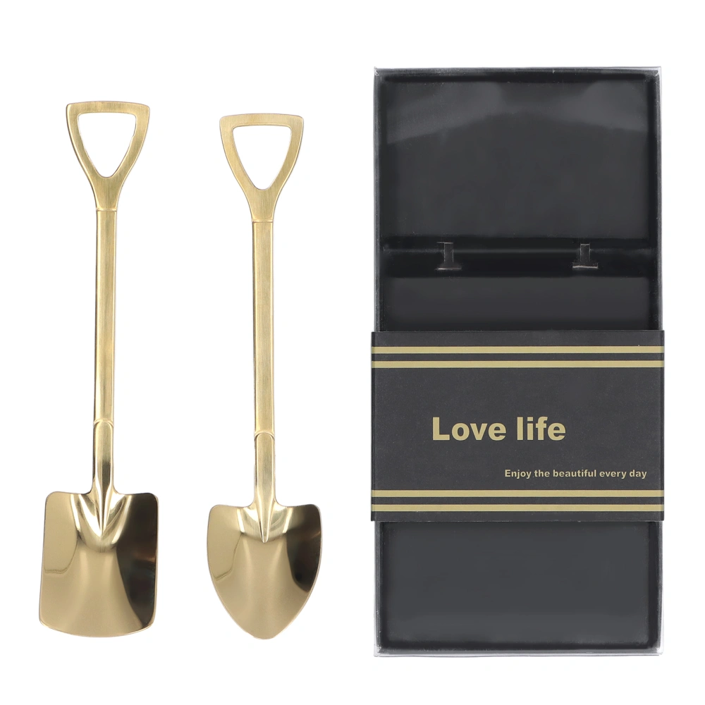 2Pcs Shovel Spoons Stainless Steel Sturdy Durable Anticorrosion Glossy Ergonomic Design Widely Used Dessert SpoonsGold