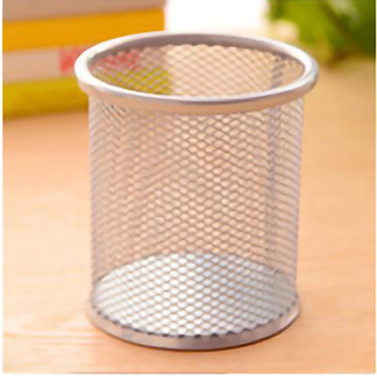 Pen Holder Oblique Insert Fashion Storage Pen Holder Desktop Object Rack Office SuppliesRound Silver