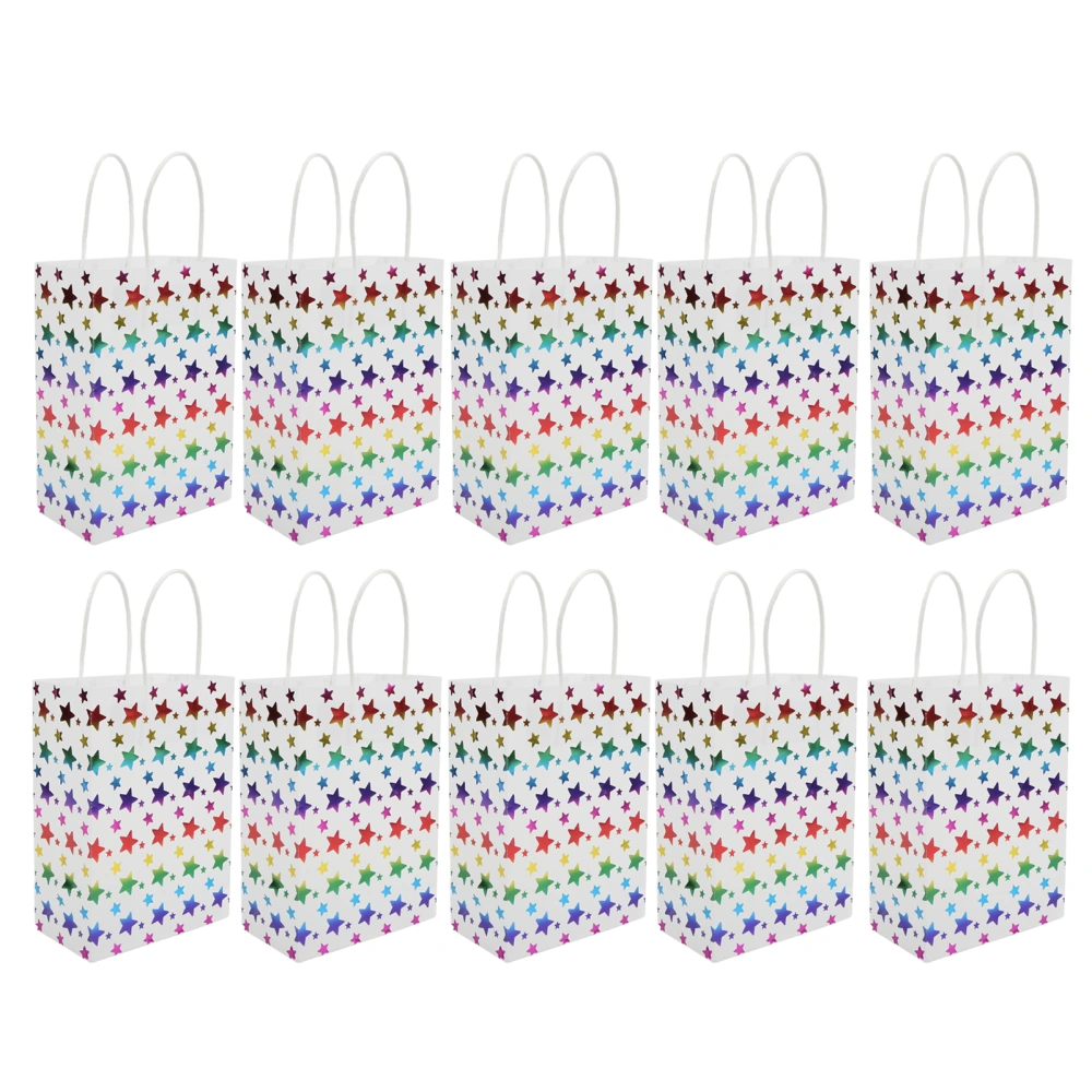 10Pcs Gift Bags Five Pointed Star Pattern Strong Durable Paper Material Bright Colors Wide Application Paper Gift Bags