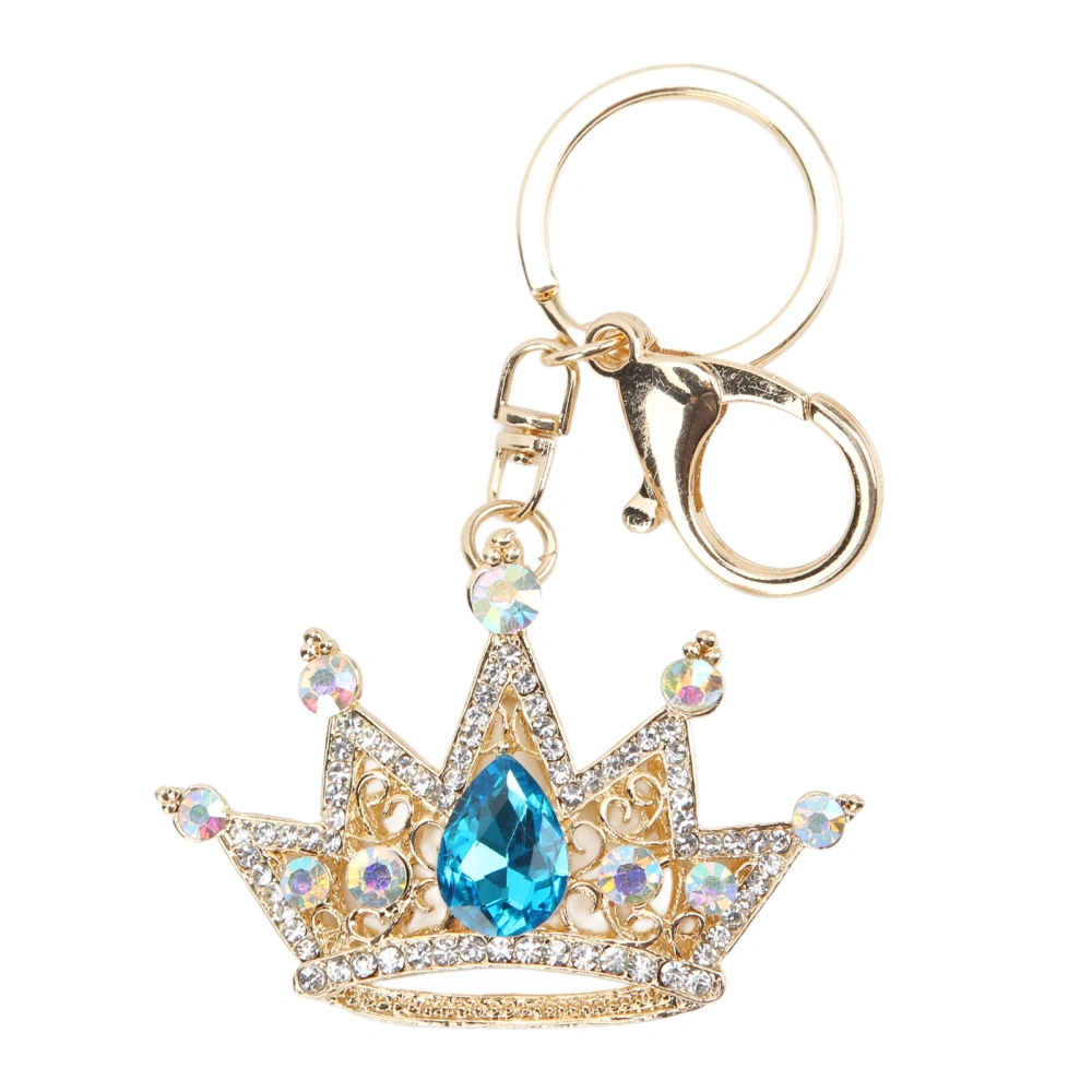 Rhinestone Keychain Crown Shape Shiny Exquisite Design Keychain for Car Pendant Bag OrnamentBlue