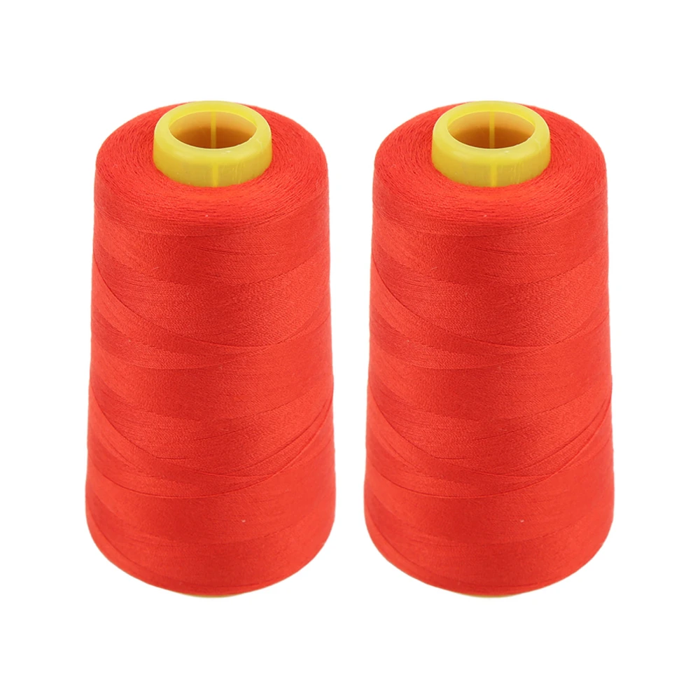 2PCS Serger Thread High Strength Sturdy Durable Polyester Red Sewing Thread for Daily Quilting Splicing