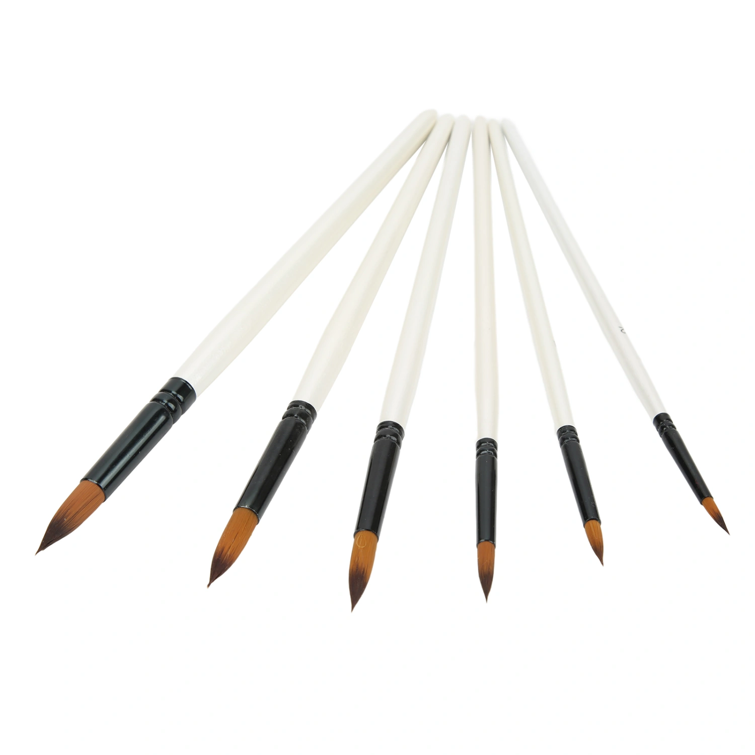 6Pcs Paint Brush Set 6 Sizes Hand Made Soft Bristles Two Colors Nylon White Oil Paint Brush Set for Gouache WatercolorPointed Brush