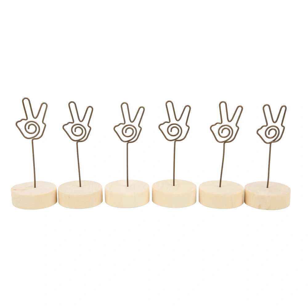 6Pcs Table Number Holder Hand Signal Gesture Modeling Convenient Practical Beech Material Photo Table ClipGesture 2