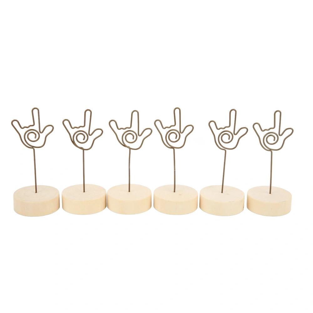 6Pcs Table Number Holder Hand Signal Gesture Modeling Convenient Practical Beech Material Photo Table ClipGesture 4