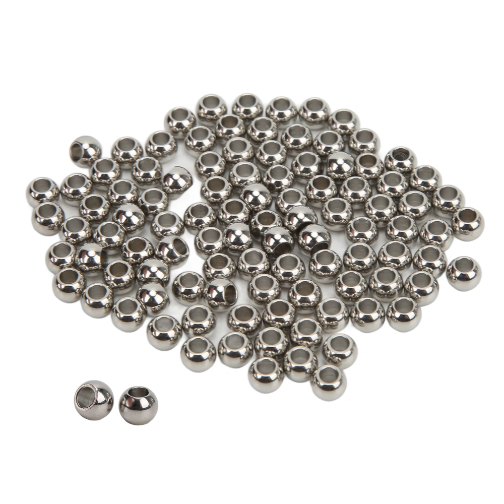 100Pcs Metal Beads Stainless Steel Sturdy Durable Glossy Surface Wide Application Jewelry Beads for Earrings Necklace