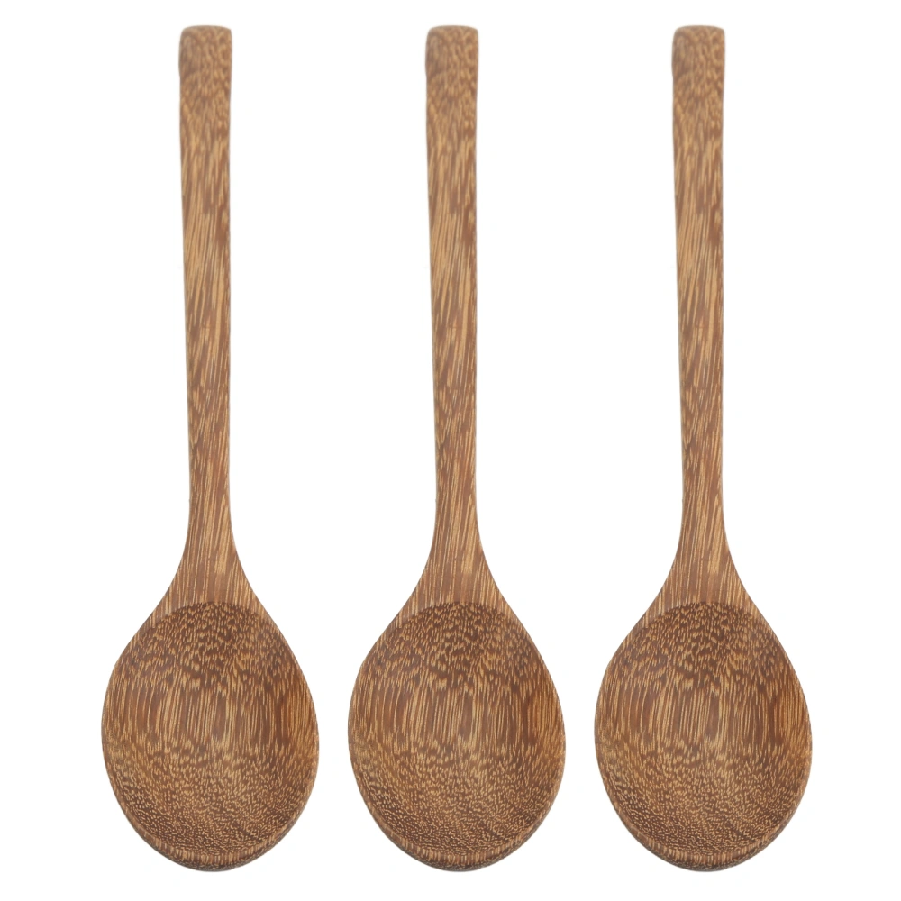 3Pcs Wooden Spoons Japanese Style Hand Lapping Delicate Texture Glossy Lightweight Sturdy Durable Mixing Spoons