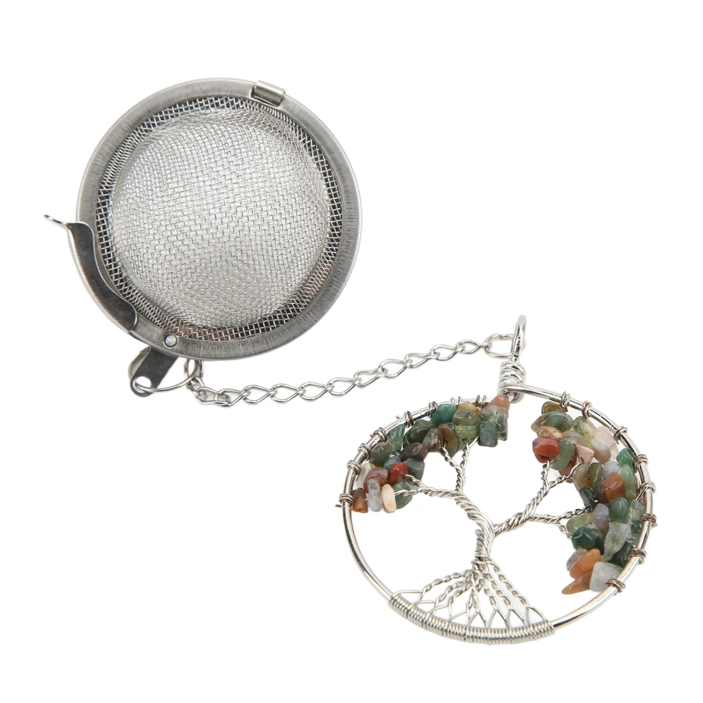 Tea Infuser 304 Stainless Steel Tree of Life Tea Strainer Tea Infuser Crystal Tea DrainerIndian Agate