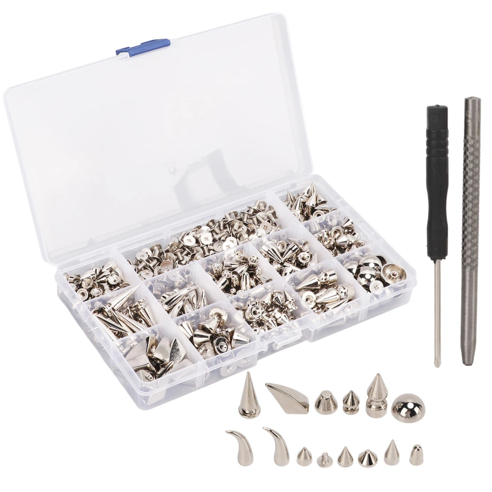 270Pcs 12 Styles Punk Rivet Kit Fine Workmanship Smoothly Durable Zinc Alloy Material Leather Hardware Accessory