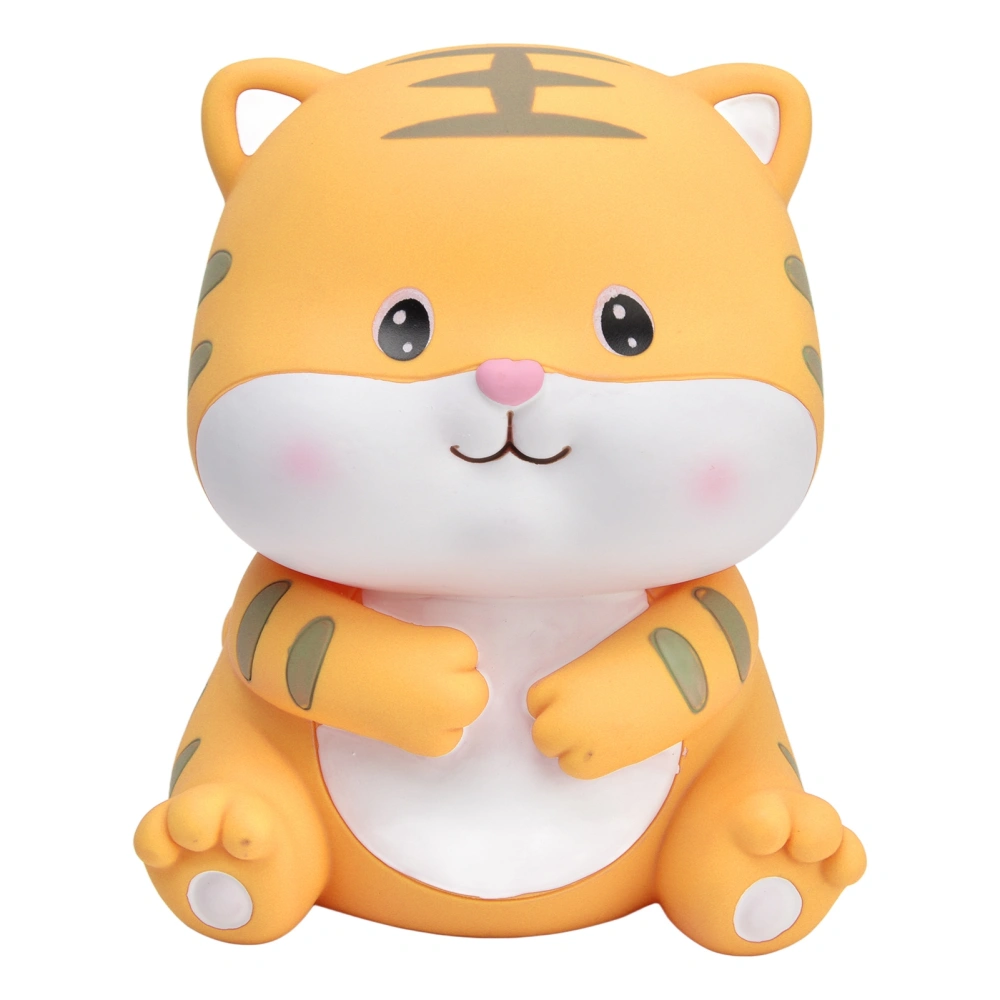 Kids Piggy Bank Cute Tiger Eco Friendly Flowing Lines Hand Painting Rich Bright Colors Coin Bank