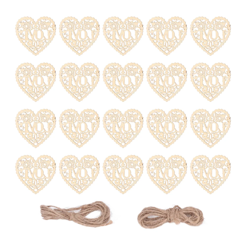 20Pcs Wooden Hearts Exquisite Vintage Poisonless Antiallergic Durable Wide Application Wooden Tags for DIY Decoration