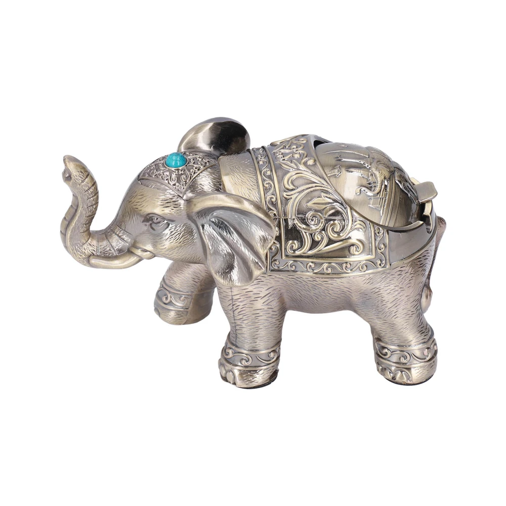 Cigar Ashtray Vintage Elephant Wind Proof Embossed Design Durable Metal Nonslip Stable Exquisite Elephant Ashtray