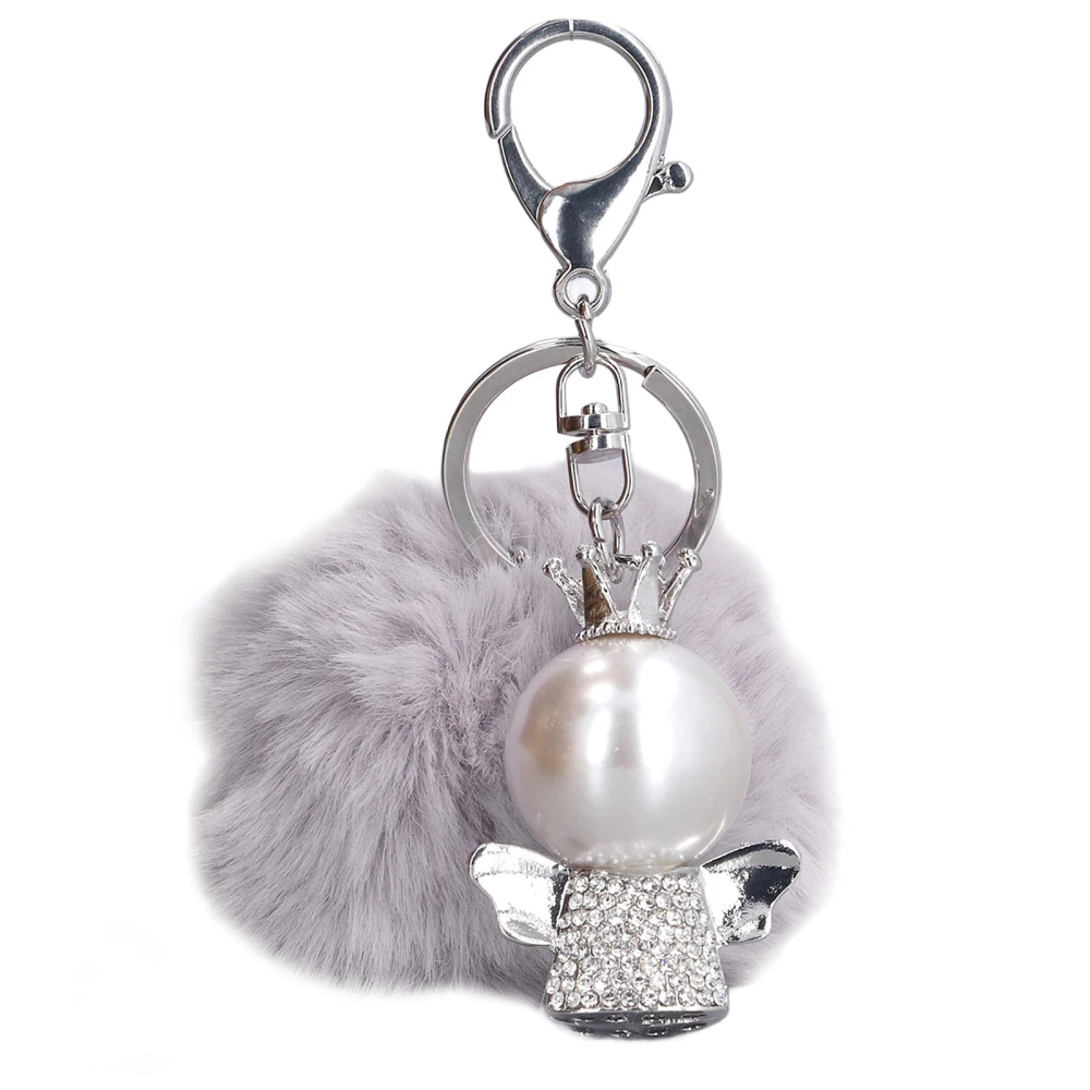 Keychain Pom Pom Soft Fluffy Plush Unique Design Fashionable Wide Application Exquisite Durable Fluffy KeychainGrey