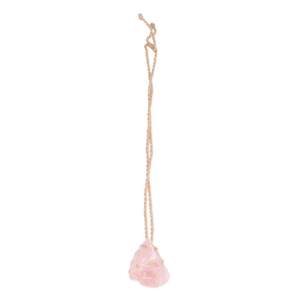 Car Charm Irregular Shape Energy Stone Natural Rose Quartz Unique Design Good Luck Car Hanging Ornament