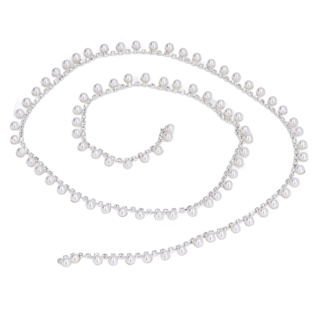 Pearl Rhinestone Chain 1 Yard Glossy Bright Durable Exquisite Wide Application Rhinestone Trim for Clothes Bag DIY